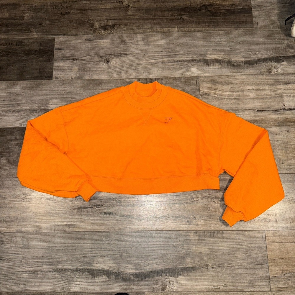 Gymshark Cropped Crew Neck Sweater - Oversized- Size Small Orange